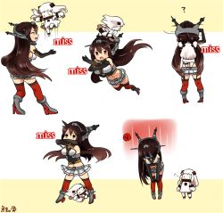 Rule 34 | 10s, 2girls, ?, abyssal ship, bent over, black gloves, black hair, black panties, blush, breasts, catching, colored skin, dress, elbow gloves, exhausted, gameplay mechanics, gloves, hairband, headgear, hiding, high heels, horns, jumping, kantai collection, kobone, long hair, mittens, multiple girls, nagato (kancolle), northern ocean princess, open mouth, panties, red eyes, red legwear, searching, side-tie panties, skirt, sliding, thigh strap, thighhighs, underwear, white dress, white hair, white skin, | |