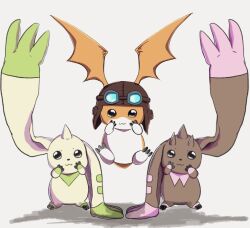 Rule 34 | digimon, digimon (creature), goggles, goggles on head, hat, horns, legendz, looking at viewer, lopmon, patamon, shadow, terriermon