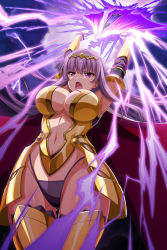 Rule 34 | 1girl, armor, armored boots, arms up, attack, aura, bikini armor, black gloves, blunt ends, boots, breastplate, breasts, cape, center opening, circlet, claudette (queen&#039;s blade), claudette (queen&#039;s blade unlimited), cleavage cutout, clothing cutout, curvy, elbow gloves, g-string, gloves, gluteal fold, gold armor, groin, highleg, highleg panties, huge weapon, large breasts, long hair, navel, navel cutout, official art, open mouth, outline, panties, pauldrons, purple eyes, purple hair, purple panties, queen&#039;s blade, queen&#039;s blade unlimited, queen&#039;s blade white triangle, red cape, shoulder armor, sidelocks, solo, standing, straight hair, string panties, sword, thighs, thong, underwear, vambraces, weapon