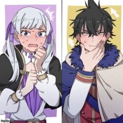 Rule 34 | bad tag, black clover, black hair, blush, couple, noelle silva, soulmates, twintails, yuno (black clover)