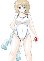 Rule 34 | 00s, 1girl, brown hair, creatures (company), game freak, green eyes, gym leader, holding, holding poke ball, misty (pokemon), nintendo, one-piece swimsuit, poke ball, pokemon, pokemon hgss, swimsuit
