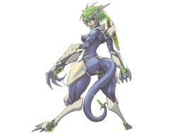 Rule 34 | 1girl, ass, breasts, claws, dragon girl, covered erect nipples, green hair, licking lips, looking at viewer, looking back, medium breasts, mon-musu quest!, monster girl, muscular, muscular female, nipples, riot (mon-musu quest!), short hair, solo, standing, tagme, tail, tongue, tongue out, xelvy