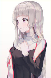 Rule 34 | 1girl, bandaged neck, bandaged wrist, bandages, blunt bangs, blush, closed mouth, crying, dustea, highres, long hair, long sleeves, multicolored hair, nun, original, pink eyes, pink hair, silver hair, simple background, smile, solo, straight hair, tears, two-tone hair, very long hair, white background