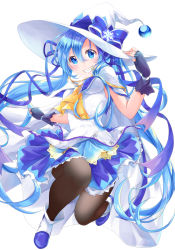 Rule 34 | 1girl, aira (exp), blue bow, blue eyes, blue hair, blue skirt, boots, bow, cloak, commentary, fingerless gloves, full body, gloves, grin, hair ribbon, hat, hat bow, hatsune miku, highres, lace, lace-trimmed skirt, lace trim, large hat, long hair, magician, miniskirt, neckerchief, pantyhose, purple gloves, ribbon, shirt, skirt, sleeveless, sleeveless shirt, smile, snowflake ornament, solo, twintails, very long hair, vocaloid, white cloak, white footwear, white hat, white shirt, witch hat, yellow neckerchief, yuki miku, yuki miku (2014)