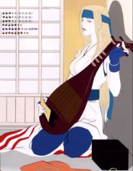 Rule 34 | 1girl, bakumatsu rouman, biwa lute, blonde hair, headband, instrument, japanese clothes, lute (instrument), official art, snk, solo, yuki, yuki (last blade)