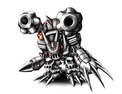 Rule 34 | cannon, claws, digimon, digimon (creature), mugendramon, red eyes, skull, solo