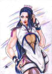 Rule 34 | 1girl, black hair, breasts, highres, large breasts, long hair, luong, snk, tagme, the king of fighters