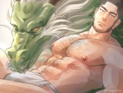 Rule 34 | 1boy, abs, bara, beard stubble, bulge, buzz cut, chinese zodiac, cowboy shot, dragon, eastern dragon, facial hair, from side, fundoshi, golden kamuy, hairy, japanese clothes, large pectorals, long mustache, looking at viewer, male focus, mature male, muscular, muscular male, mustache, navel, navel hair, nipples, nopinzo, pectorals, short hair, solo, sparse chest hair, sparse leg hair, sparse navel hair, stomach, stubble, tanigaki genjirou, thick eyebrows, thick thighs, thighs, topless male, very short hair, year of the dragon