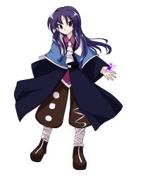 Rule 34 | 1other, androgynous, anmita (rarutos), bad id, bad twitter id, bandages, capelet, clause (len&#039;en), coat, full body, len&#039;en, long hair, lowres, necktie, puffy pants, purple eyes, purple hair, smile, solo, tachi-e, transparent background