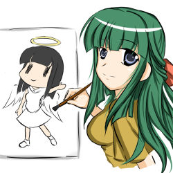 Rule 34 | 1girl, angel, angel wings, halo, hidamari sketch, kaneri, matsuki miyu, smile, solo, wings, yoshinoya (hidamari sketch), | |, || ||
