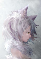 Rule 34 | 1girl, absurdres, animal ears, eyebrows, fluffy collar, gradient background, highres, original, short hair, solo, tears, yellow eyes, zhang xiao bo