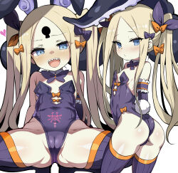Rule 34 | 1girl, abigail williams (fate), absurdres, animal ears, ass, bare shoulders, black bow, black gloves, black leotard, black thighhighs, blonde hair, blue eyes, blush, bow, breasts, cameltoe, cleft of venus, covered navel, crotch, detached collar, elbow gloves, fake animal ears, fate/grand order, fate (series), forehead, gloves, hair bow, highleg, highleg leotard, highres, keyhole, leotard, long hair, looking at viewer, looking back, multiple views, open mouth, orange bow, parted bangs, playboy bunny, pubic tattoo, rabbit ears, rabbit tail, sharp teeth, shimejinameko, sidelocks, single glove, small breasts, smile, spread legs, squatting, suction cups, tail, tattoo, teeth, tentacles, thighhighs, thighs, twintails