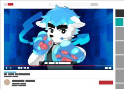 Rule 34 | 1boy, animal crossing, animal hands, blue gloves, blue hair, bright pupils, check commentary, commentary request, dog, fake screenshot, furry, furry male, gloves, headset, jacket, k.k. slider (animal crossing), male focus, nintendo, paw gloves, shiiiiiiiro, thick eyebrows, upper body, youtube