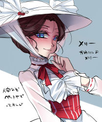 Rule 34 | 1girl, blue eyes, blush, brown hair, disney, hat, highres, kokuchuutei, looking at viewer, mary poppins