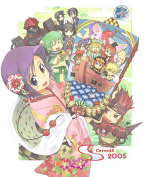 Rule 34 | 2005, 2girls, 4boys, :d, = =, ^^^, ^ ^, animal ears, armor, aty, aty (summon night), azlier, bat wings, belt, beret, bird, black hair, blue eyes, blue hair, blush, boat, bulrell, cannon, capelet, cascade, cat, chibi, closed eyes, cloud, cross, crossover, dated, demon tail, drawing (object), everyone, facial mark, fang, fish, fishing rod, flat chest, floral print, flower, fox ears, from above, furisode, glasses, green hair, hair between eyes, hair flower, hair ornament, hasaha, hat, headband, helmet, holding, horns, japanese clothes, kimono, kyle (summon night), le-o-ld, looking at viewer, looking back, magna, mecha, meimei, multiple boys, multiple girls, nesty, open mouth, pointy ears, purple eyes, purple hair, rabbit ears, red eyes, red hair, resi, rexx, robot, sash, scarf, ship, short hair, silver hair, sky, smile, sonolar, spiked hair, spikes, staff, standing, studded belt, summon night, summon night 2, summon night 3, sweatdrop, tail, telescope, toris, watanuki nao, water, watercraft, wings, wizard hat, yard, yellow eyes, yukata