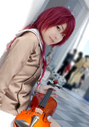 Rule 34 | ayumi (cosplayer), cosplay, hino kahoko, instrument, kiniro no corda, lowres, photo (medium), school uniform, serafuku, violin