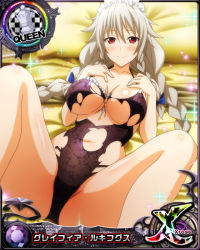 Rule 34 | 1girl, breasts, card (medium), cleavage, grayfia lucifuge, high school dxd, large breasts, official art, red eyes, underboob