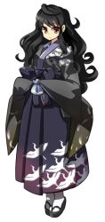 Rule 34 | 1girl, artist request, black hair, full body, japanese clothes, long hair, official art, oshiro project:re, oshiro project:re, solo, transparent background, tsuwano (oshiro project), very long hair, wavy hair, yellow eyes