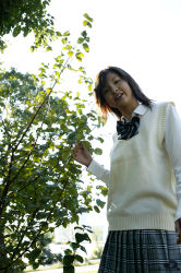 Rule 34 | blouse, cosplay, highres, nagasaki rina, photo (medium), pleated skirt, school uniform, serafuku, shirt, skirt, sweater vest