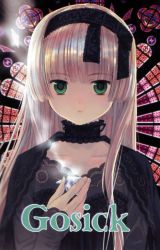 Rule 34 | 1girl, blonde hair, blunt bangs, bow, choker, church, copyright name, english text, engrish text, fingernails, gosick, green eyes, hair bow, hairband, hime cut, lolita fashion, long hair, official art, ranguage, sleeves past wrists, smoke, smoking pipe, solo, stained glass, staring, takeda hinata, victorica de blois