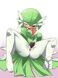 Rule 34 | 1girl, ass, blush, breasts, cleavage, covered erect nipples, creatures (company), game freak, gardevoir, gen 3 pokemon, interspecies, monster, monster girl, nintendo, pokemon, pokemon (creature), pussy, sex, smile, vaginal