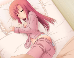 Rule 34 | 1girl, hata kenjirou, hayate no gotoku!, katsura hinagiku, long hair, panties, pillow, pink hair, red hair, sleeping, solo, underwear
