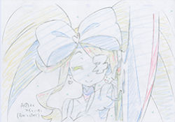 Rule 34 | 10s, 1girl, bow, commentary, eyepatch, harime nui, kill la kill, lowres, production art, production note, promotional art, simple background, sketch, trigger (company), white background