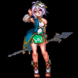 Rule 34 | 1girl, animated, animated gif, antenna hair, armpits, bare legs, bare shoulders, breasts, detached sleeves, expressionless, flower, full body, hair between eyes, hair flower, hair ornament, holding, holding polearm, holding spear, holding weapon, kokkoro (princess connect!), looking to the side, pixel art, polearm, princess connect!, purple eyes, sandals, see-through, see-through sleeves, short hair, silver hair, small breasts, spear, transparent background, weapon