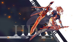 Rule 34 | 1girl, absurdres, armor, armored dress, artist name, bare shoulders, breasts, character name, claymore (sword), cleavage, dress, elbow gloves, fire, gloves, hair ornament, highres, holding, honkai (series), honkai impact 3rd, large breasts, long hair, looking at viewer, murata himeko, murata himeko (vermillion knight), open mouth, parted bangs, red hair, running, sidelocks, single elbow glove, solo, sword, weapon, yellow eyes, zxllor