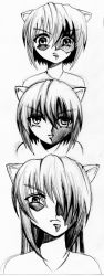 Rule 34 | 1girl, absurdres, age progression, diclonius, elfen lied, highres, horns, long hair, looking at viewer, lucy (elfen lied), mary lynn, monochrome, monster girl, short hair