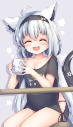 Rule 34 | 1girl, absurdres, ahoge, animal ear fluff, animal ears, black headband, black shirt, blush, breasts, cleavage, closed mouth, cup, fox ears, fox girl, fox tail, grandapple71, headband, highres, holding, holding cup, hololive, long hair, low twintails, medium breasts, official alternate costume, open mouth, shirakami fubuki, shirakami fubuki (loungewear), shirt, smile, solo, tail, tied shirt, twintails, virtual youtuber
