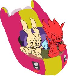 Rule 34 | 0 0, animal nose, arms up, blush, chao (sonic), child, clenched teeth, cream the rabbit, dress, flat chest, from above, furry, furry female, furry male, gloves, highres, knuckles the echidna, light blush, open mouth, outstretched arms, own hands together, rabbit ears, rabbit girl, rabbit tail, shoes, short dress, simple background, sitting, sketch, sleeveless, sleeveless dress, sonic x, stellarspin, teeth, vehicle, white background, wide-eyed