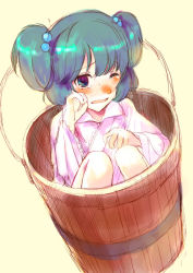 Rule 34 | 1girl, bucket, female focus, in bucket, in container, kisume, nokishita, sitting, solo, tears, touhou, twintails