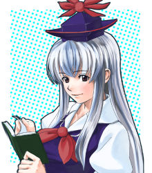 Rule 34 | 1girl, book, female focus, hat, kamishirasawa keine, shiba itsuki, sibaki, solo, touhou, upper body, white background