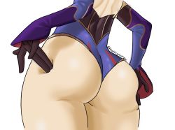 Rule 34 | 1girl, ass, ass focus, axeltrynadraw, detached sleeves, elbow gloves, from behind, genshin impact, gloves, head out of frame, highres, huge ass, leotard, mona (genshin impact), poking, poking ass, shiny clothes, shiny skin, solo, thick thighs, thighs