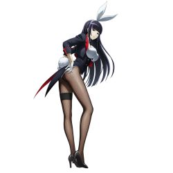 Rule 34 | 1girl, animal ears, black hair, fake animal ears, fishnet pantyhose, fishnets, heels, narberal gamma, official art, overlord (maruyama), pantyhose, rabbit tail, solo, tagme, transparent background