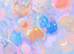 Rule 34 | artist name, balloon, blue sky, bug, butterfly, chinese commentary, cloud, commentary request, confetti, flower balloon, insect, ningmeng manyou, no humans, object focus, original, outdoors, sky, sparkle, sunset, white butterfly