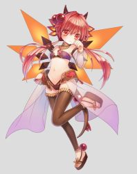 Rule 34 | 1girl, alma (emil chronicle online), emil chronicle online, female focus, full body, puzzle &amp; dragons, red hair, salamander alma, simple background, solo, thighhighs, wings