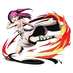 Rule 34 | 10s, 1girl, ankle lace-up, barefoot, breasts, clothes between thighs, cross-laced footwear, divine gate, dress, fire, full body, long hair, looking at viewer, magi the labyrinth of magic, medium breasts, morgiana, official art, purple hair, red eyes, shadow, sideboob, sleeveless, sleeveless dress, solo, transparent background, ucmm, white dress