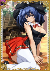 Rule 34 | 00s, 1girl, bashoku youjou, breasts, card (medium), dress, female focus, hat, ikkitousen, large breasts, long hair, looking at viewer, no bra, smile, twintails