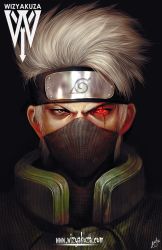 Rule 34 | 1boy, artist name, ceasar ian muyuela, covered mouth, forehead protector, glowing, glowing eye, grey eyes, hatake kakashi, heterochromia, konohagakure symbol, male focus, manly, mask, mouth mask, naruto, naruto (series), portrait, red eyes, scar, scar across eye, scar on face, signature, solo, watermark, web address, white hair