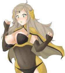 Rule 34 | 1girl, ahoge, black panties, blonde hair, blush, breasts, cape, cleavage, clothing cutout, collarbone, curvy, embarrassed, fingerless gloves, fire emblem, fire emblem fates, fire emblem heroes, gloves, green eyes, hair ornament, highres, long hair, medium breasts, navel, nintendo, nipples, open mouth, ophelia (fire emblem), panties, parted lips, solo, surprised, thigh cutout, thighs, transparent background, tridisart, underwear, wardrobe malfunction, yellow cape