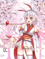 Rule 34 | 1girl, :d, alternate costume, animal ears, bad id, bad pixiv id, bird, cherry blossoms, flute, fox, fox ears, hair between eyes, highres, holding, holding instrument, honkai (series), honkai impact 3rd, instrument, japanese clothes, kimono, open mouth, petals, pink eyes, pink hair, pinocchio (dlekrkdwlt), side ponytail, smile, solo, theresa apocalypse, theresa apocalypse (sakuno rondo), tree