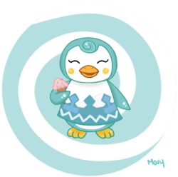 Rule 34 | animal crossing, bird, closed eyes, ice cream cone, lowres, nintendo, penguin, smile, source request, spiral, sprinkle (animal crossing), aqua background, white background