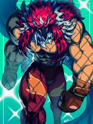 Rule 34 | 1boy, abs, absurdres, bara, bare pectorals, bird mask, boots, fatal fury, garou: mark of the wolves, griffon mask, highres, large pectorals, luchador, luchador mask, male focus, mask, mixter art, muscular, muscular male, pectorals, red mask, simple background, snk, solo, spandex, the king of fighters, thick thighs, thighs, topless male, wrestler, wrestling mask, wrestling outfit