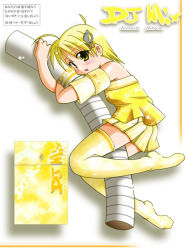 Rule 34 | ahoge, blonde hair, cigarette, cigarette-tan, nagase takeshi, personification, product girl, solo, thighhighs, yellow eyes