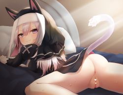 Rule 34 | + +, 1girl, animal ear fluff, animal ears, anus, ass, bad id, bad pixiv id, black dress, blush, bottomless, breasts, cat ears, cat girl, cat tail, censored, cleft of venus, commentary request, covered erect nipples, cross, dress, fang, from behind, girls&#039; frontline, habit, hair between eyes, half-closed eyes, heart, heart censor, highres, juliet sleeves, korean commentary, light purple hair, long hair, long sleeves, longcloud, looking at viewer, looking back, nun, p7 (girls&#039; frontline), puffy sleeves, purple eyes, pussy, robe, sidelocks, smile, smirk, solo, spread legs, sweat, symbol-shaped pupils, tail, tail raised, teeth, thighs, veil