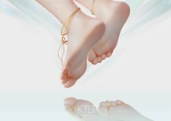 Rule 34 | 1girl, anklet, barefoot, feet, foot focus, greek toe, jewelry, kongtoulaotou, original, reflection, soles, toe ring, toes