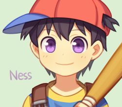 Rule 34 | 1boy, baseball bat, black hair, hat, lowres, male focus, mother (game), ness (mother 2), nintendo, short hair, solo
