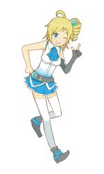 Rule 34 | 1girl, aizawa inori, blue eyes, highres, internet explorer, looking at viewer, os-tan, personification, rong rong, side ponytail, skirt, solo